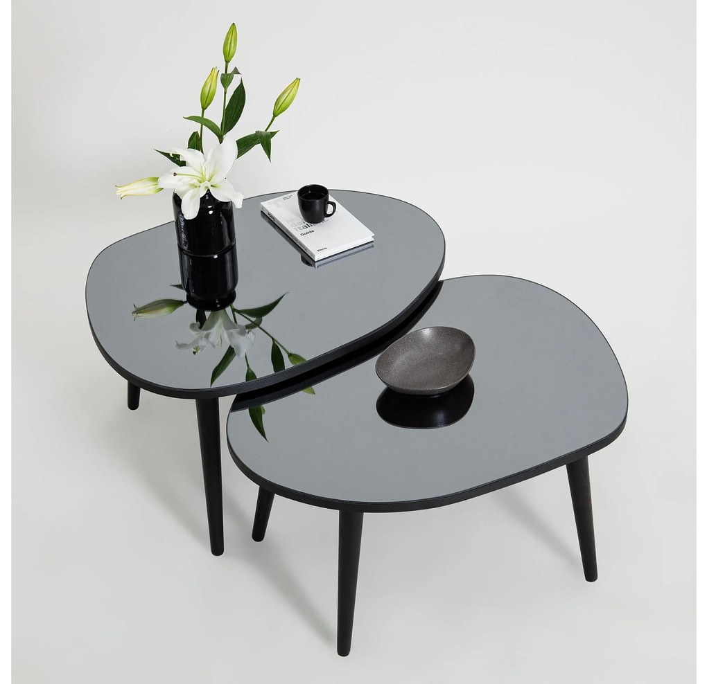 Set 2 buc măsuțe de cafea Gustavo (Negru + Gri). 1088420