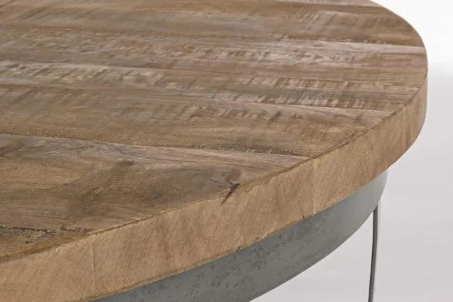 Masuta de cafea maro/gri din lemn de Mango si metal, ∅ 90 cm, Narvik Bizzotto