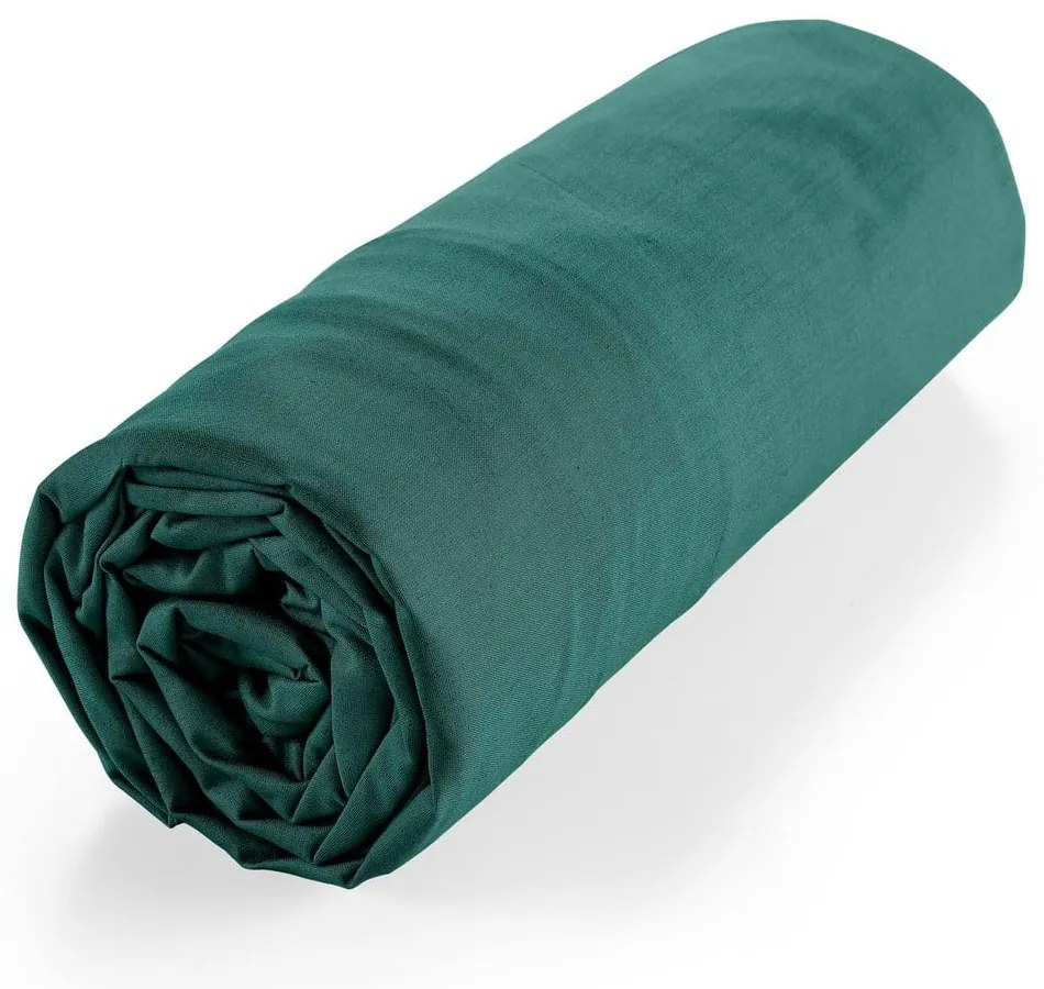 Cearceaf verde din bumbac organic cu elastic 180x200 cm Biolina – douceur d'intérieur