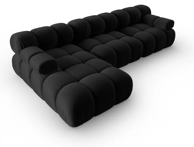 Canapea neagră cu tapițerie din catifea 285 cm Bellis – Micadoni Home