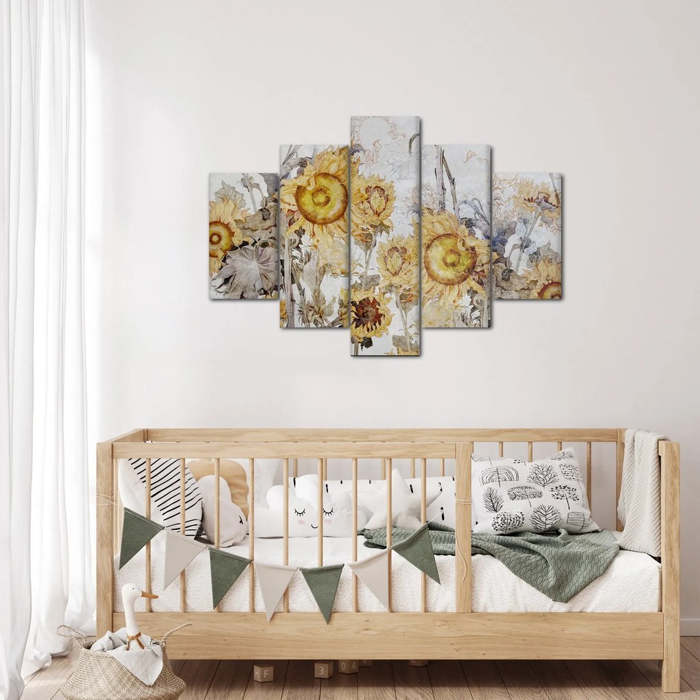 Tablou - Floarea-soarelui pe perete (150x105 cm)