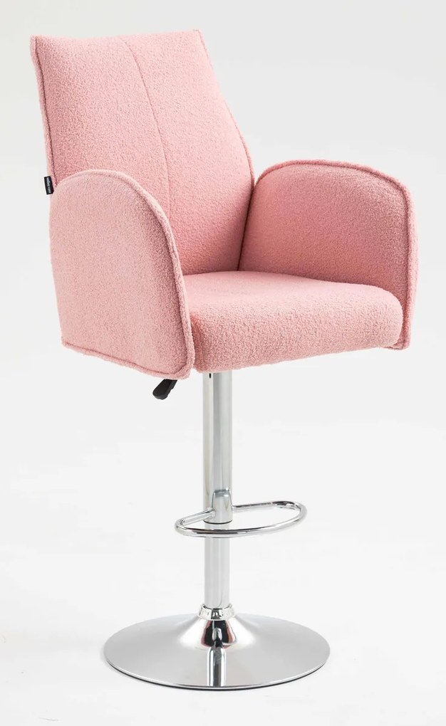 HR280W Scaun Roz Pudra Boucle cu Bază Cromata