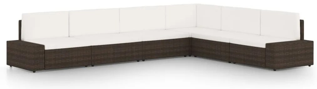 vidaXL Set mobilier de grădină cu perne, 6 piese, maro, poliratan