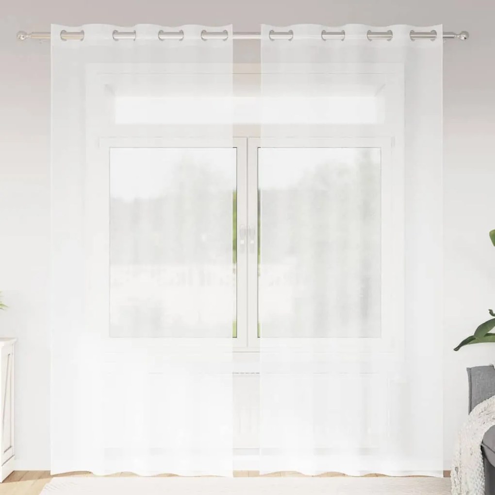 vidaXL Perdele cu perdele 2 pcs Alb 140 x 225 cm Poliester