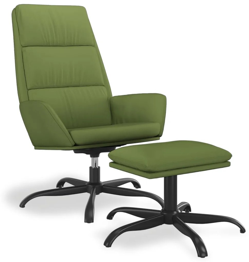 3097900 vidaXL Scaun de relaxare cu taburet, verde deschis, catifea