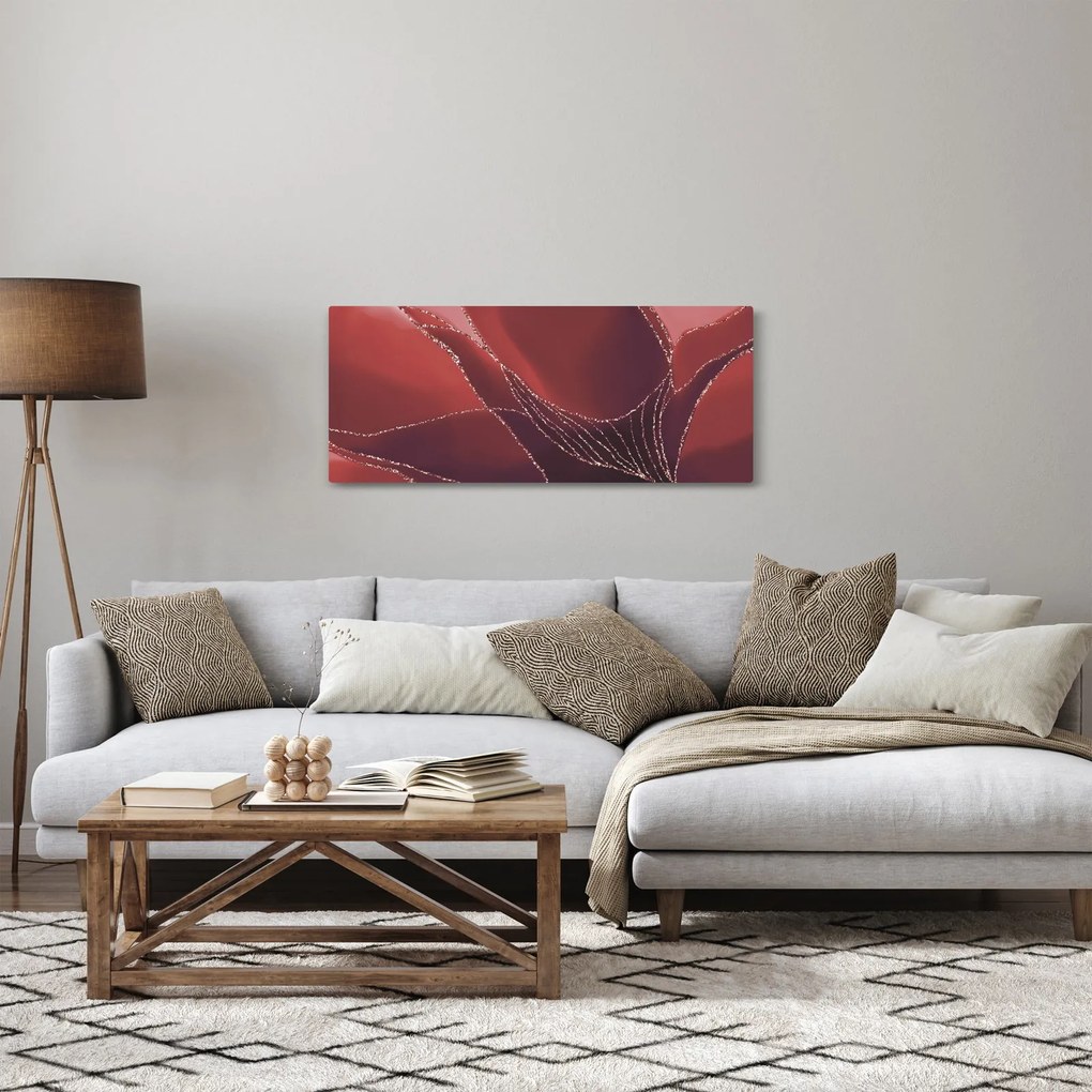 Tablou - Floare abstractă roșie N⁰2 (120x50 cm)
