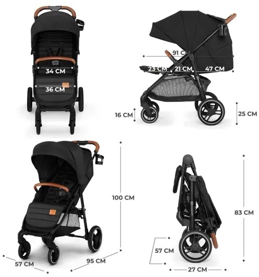 Cărucior de copii KINDERKRAFT GRANDE PLUS negru
