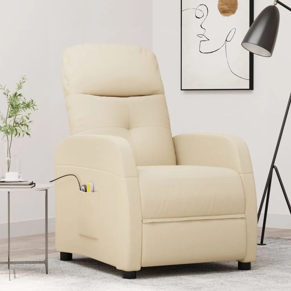 3073615 vidaXL Fotoliu de masaj electric rabatabil, crem, textil