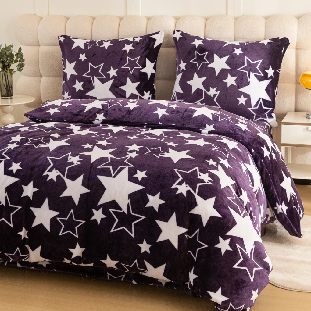 Lenjerie cocolino STELE violet Dimensiune lenjerie de pat: 2 buc 70 x 90 cm | 200 x 220 cm