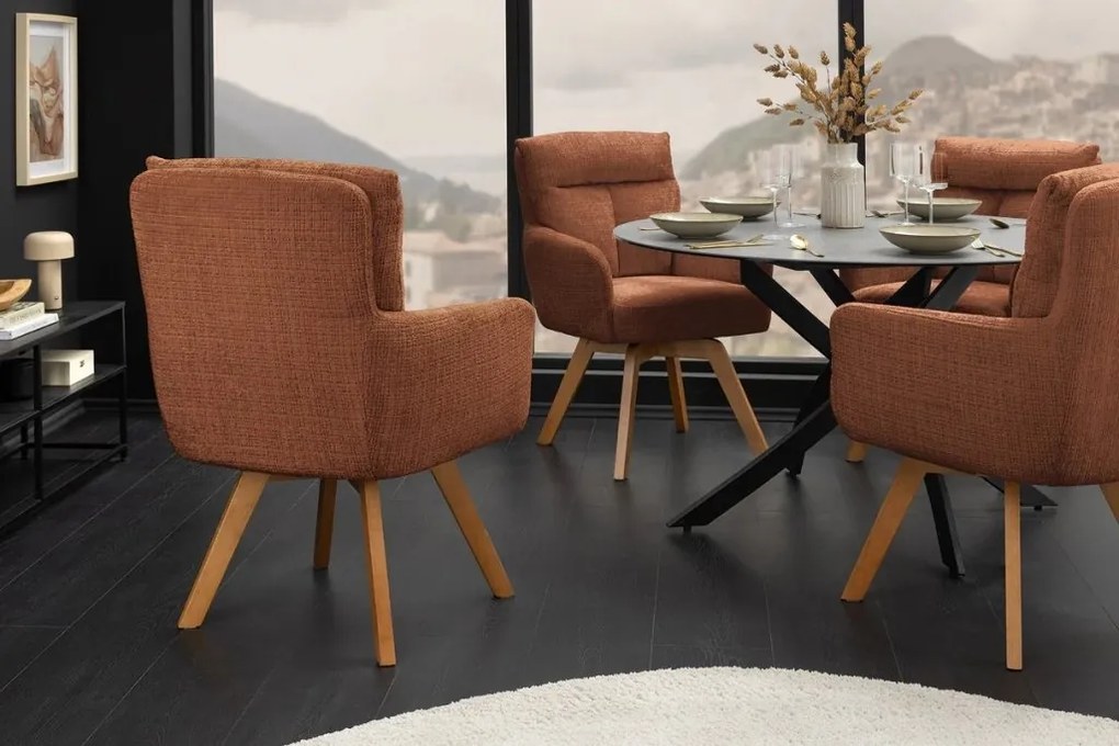 Set de 2 scaune pivotante picioare din lemn Big George maro ruginiu