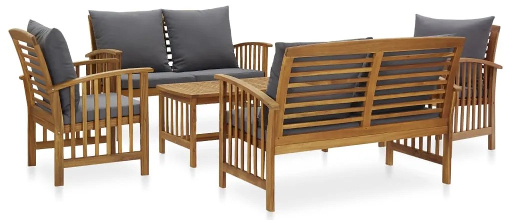 vidaXL Set mobilier grădină cu perne, 5 piese, lemn masiv de acacia