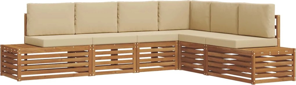 vidaXL Set de canapele de exterior cu pernă 6 Bucată Natural și Bej
