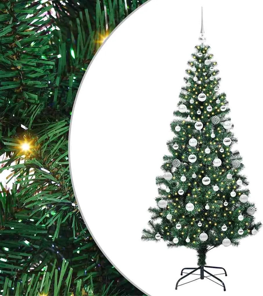 vidaXL Pom de Crăciun artificial pre-iluminat cu 300 LED Verde 180 cm