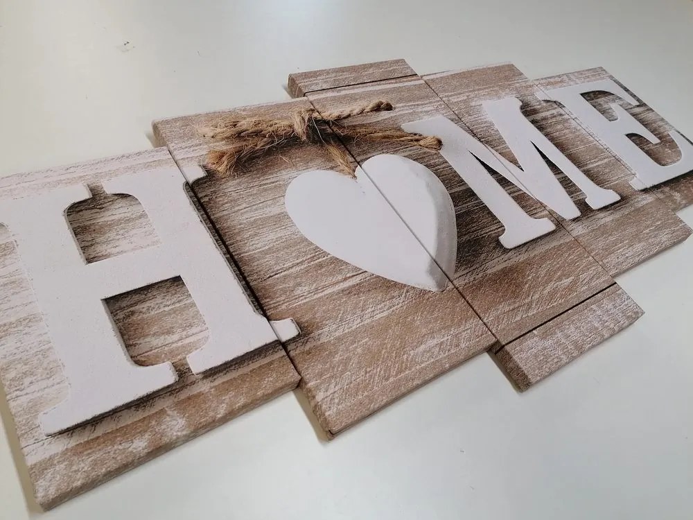 Tablou 5-piese cu inscripție Home în design vintage