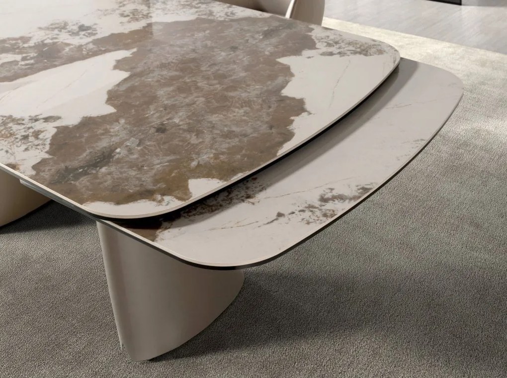 Masa extensibila design LUX Porcelain Marble 180-260cm