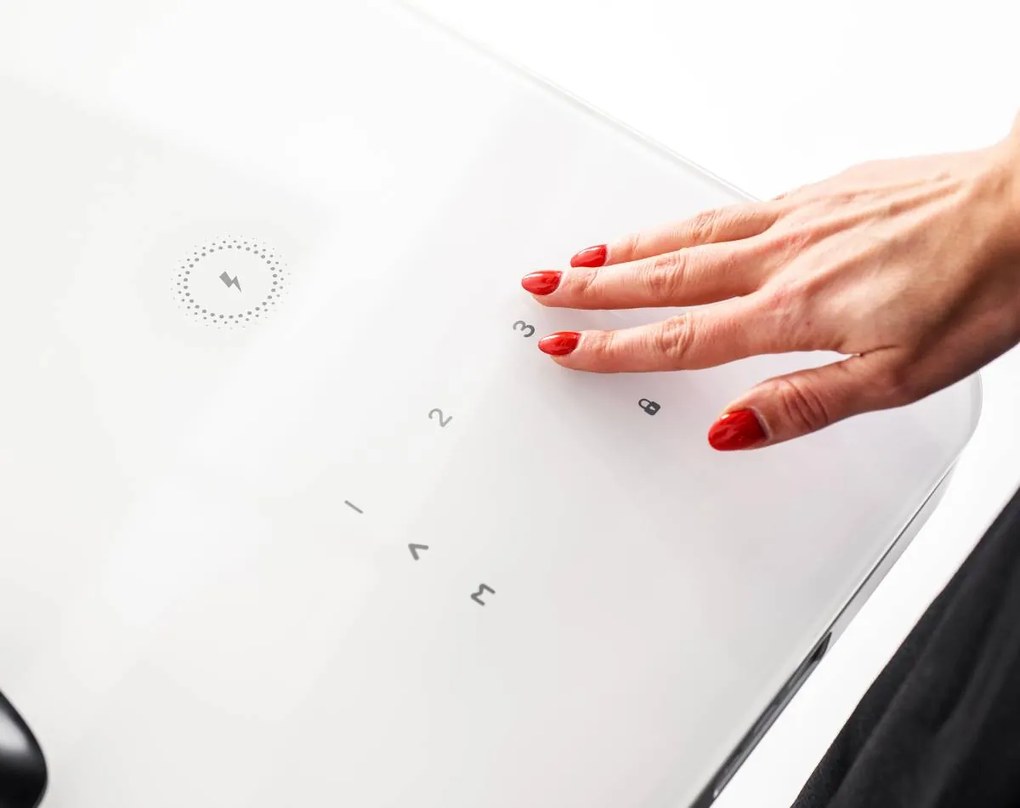 Viva Joy, Birou reglabil cu blat de sticlă securizată șu panou de control tactil, încorporat - Negru