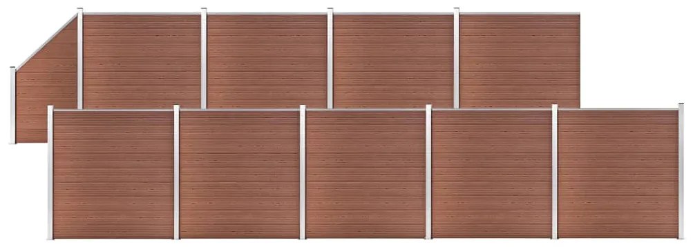 vidaXL Set panouri gard, 9 pătrate + 1 oblic, maro, 1657x186 cm, WPC