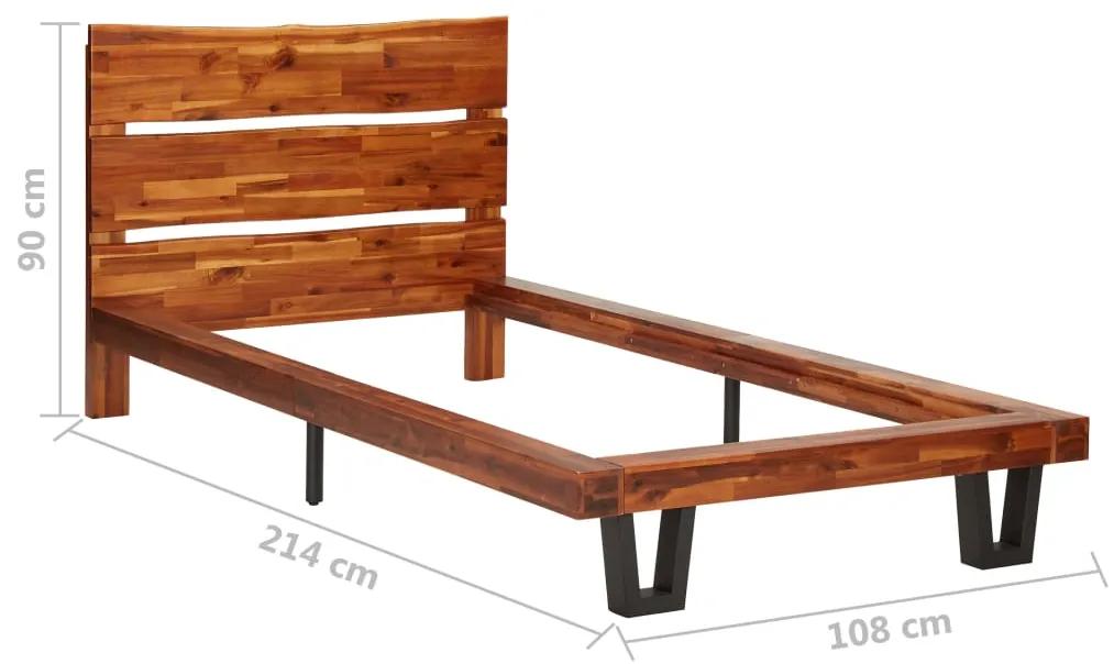 Cadru de pat cu margini naturale, 90 cm, lemn masiv de acacia 90 x 200 cm