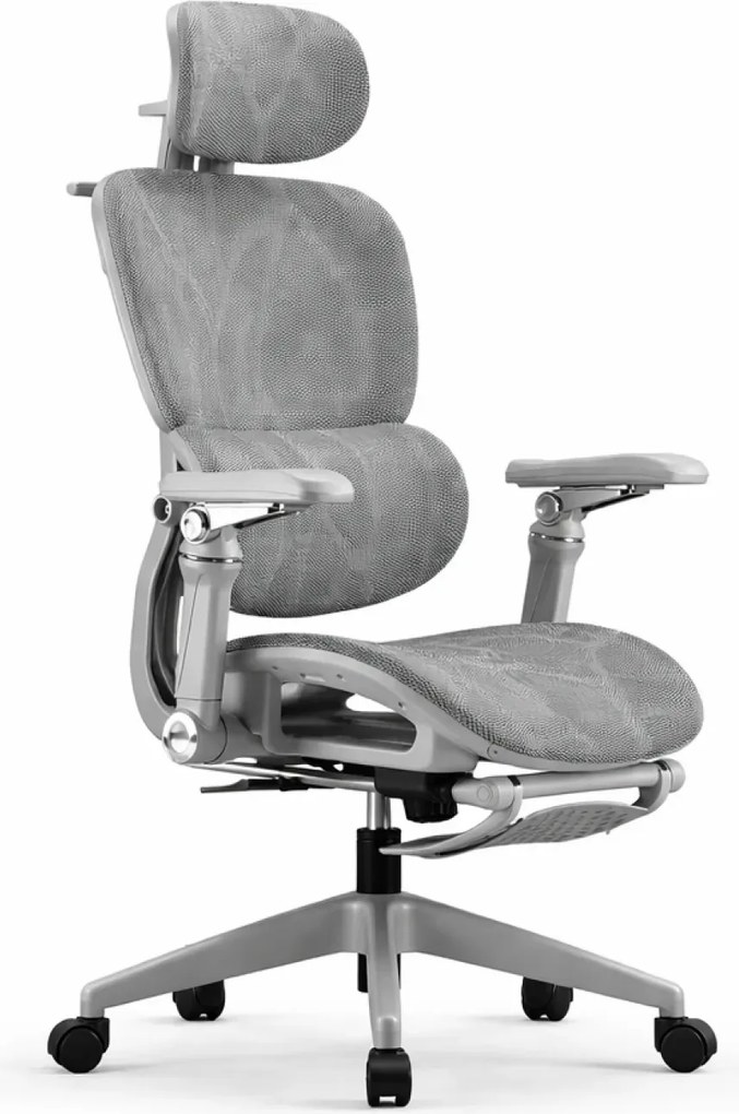 RESIGILAT- Scaun ergonomic, Sezut Translatie, cotiere 6D, tetiera 6D, suport lombar reglabil, spătar reglabil inaltime, pivotant, suport picioare, Gri