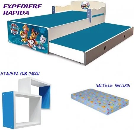 Pat copii  dublu Paw Patrol- saltele incluse