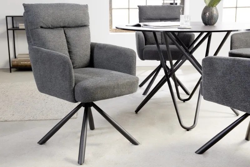 Set 2 scaune pivotante Big George, tesatura structurata gri inchis