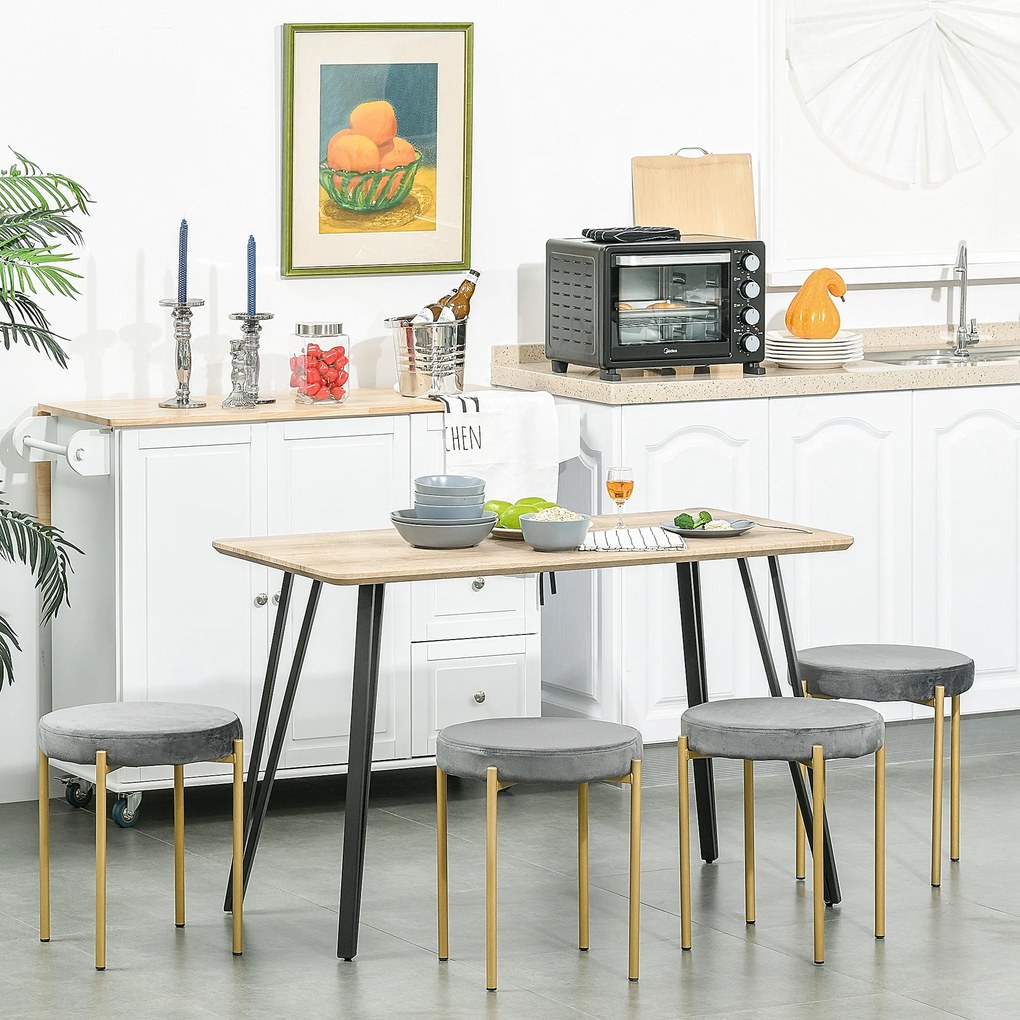 HOMCOM Masă de mese design industrial, blat mare dim. 120L x 60l x 75H cm, picioare din metal negru în formă de ace, MDF aspect de stejar deschis | Aosom Romania