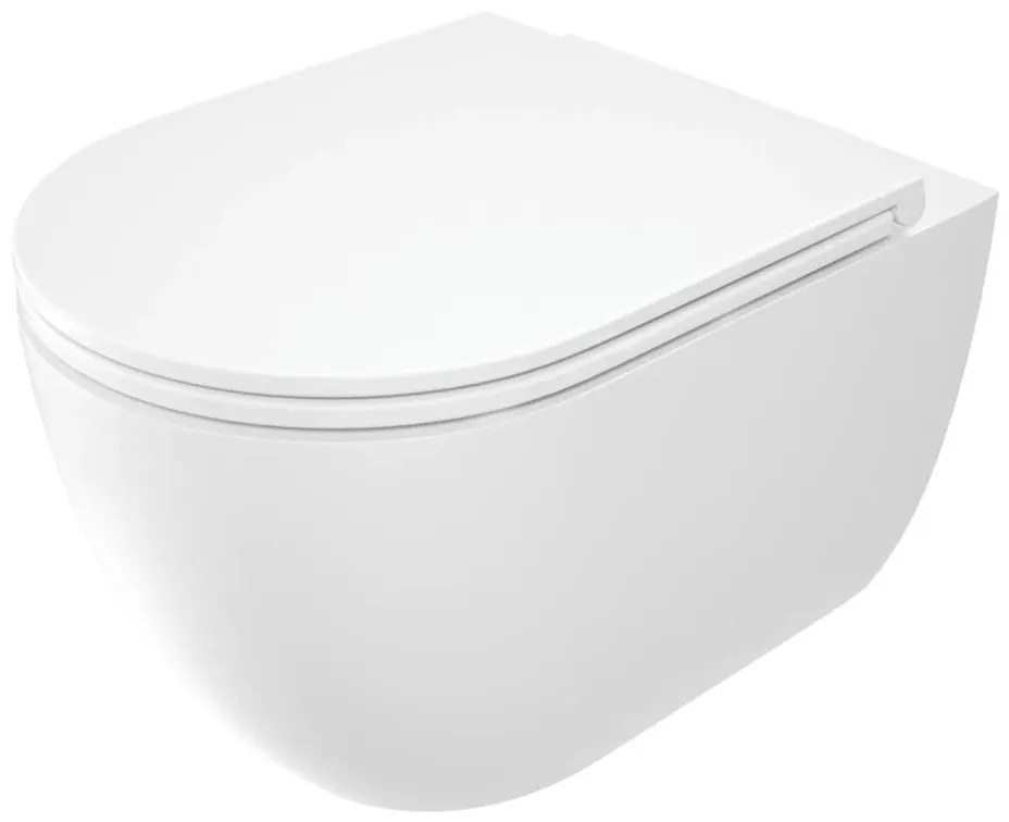 Deante CGRD6ZPW - Vas WC suspendat rotund cu capac SoftClose, ceramică, alb