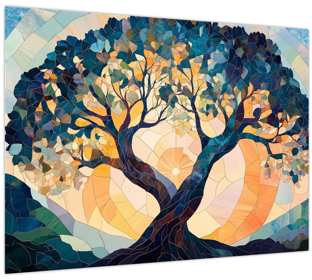 Tablou – Mozaic – soare și arbore II. (70x50 cm)