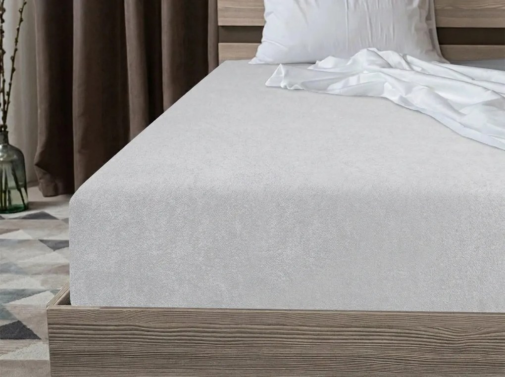 Cearsaf din fleece elastic MOLTON argintiu 180 x 200 cm