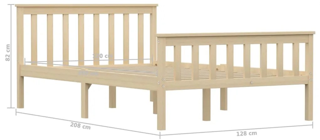 Cadru de pat, lemn deschis, 120 x 200 cm, lemn masiv de pin Lemn deschis, 120 x 200 cm