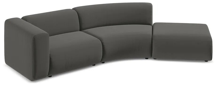 Șezlong gri cu tapițerie din catifea (cu colț pe partea dreaptă) Ekahi – Makamii