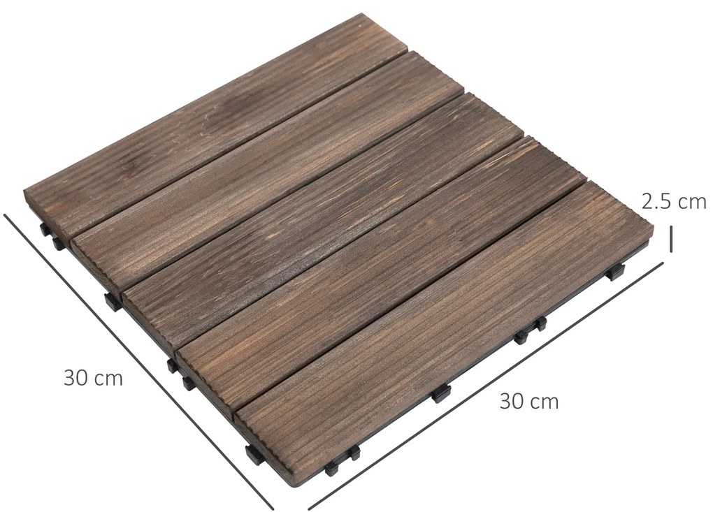 Outsunny dale exterior din lemn, 27 bucati, 30x30x2.5 cm maro  | AOSOM RO