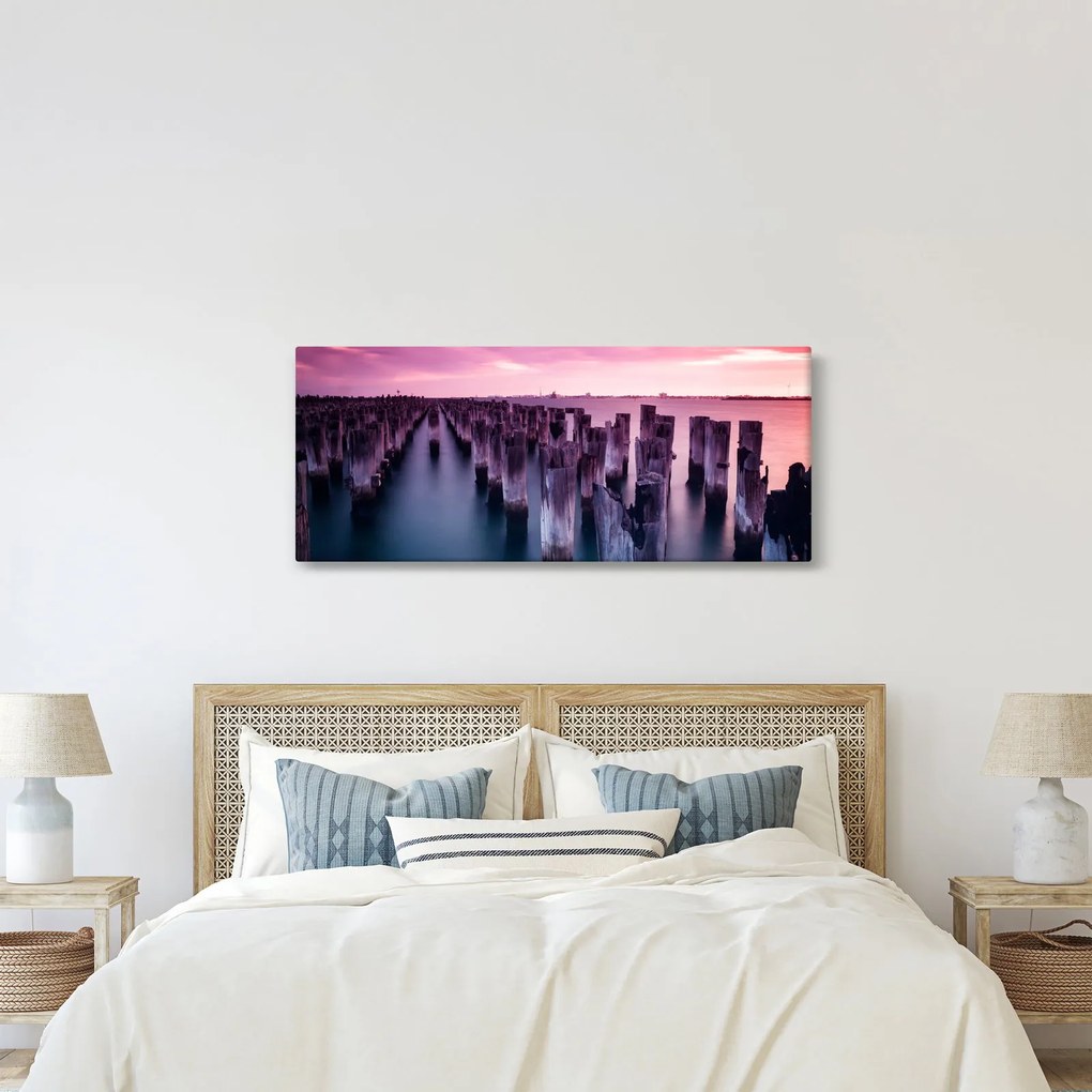 Tablou cu pari din lemn (120x50 cm)