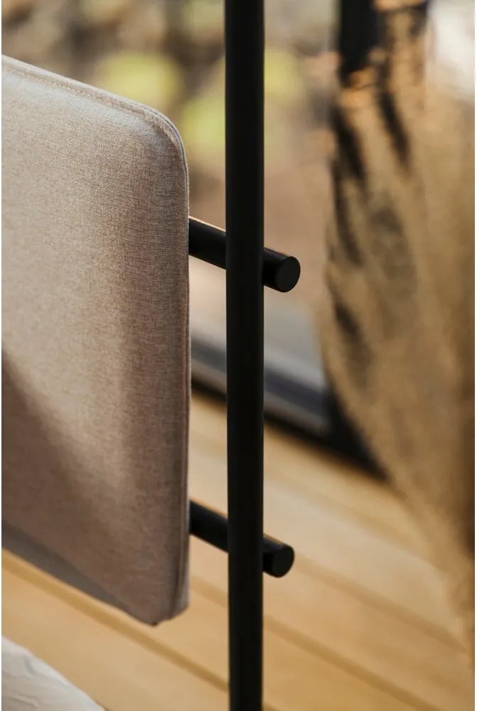 Pat matrimonial negru/bej tapițat din oțel cu baldachin cu somieră 200x200 cm Eton – noo.ma