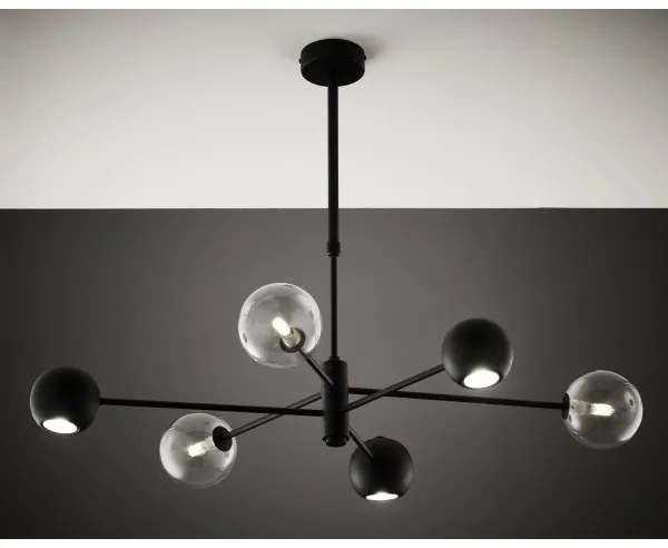 Lustră pe tijă Jupiter 1995 MOKA 3xGU10/10W/230V + 3xG9/10W/230V negru/transparent