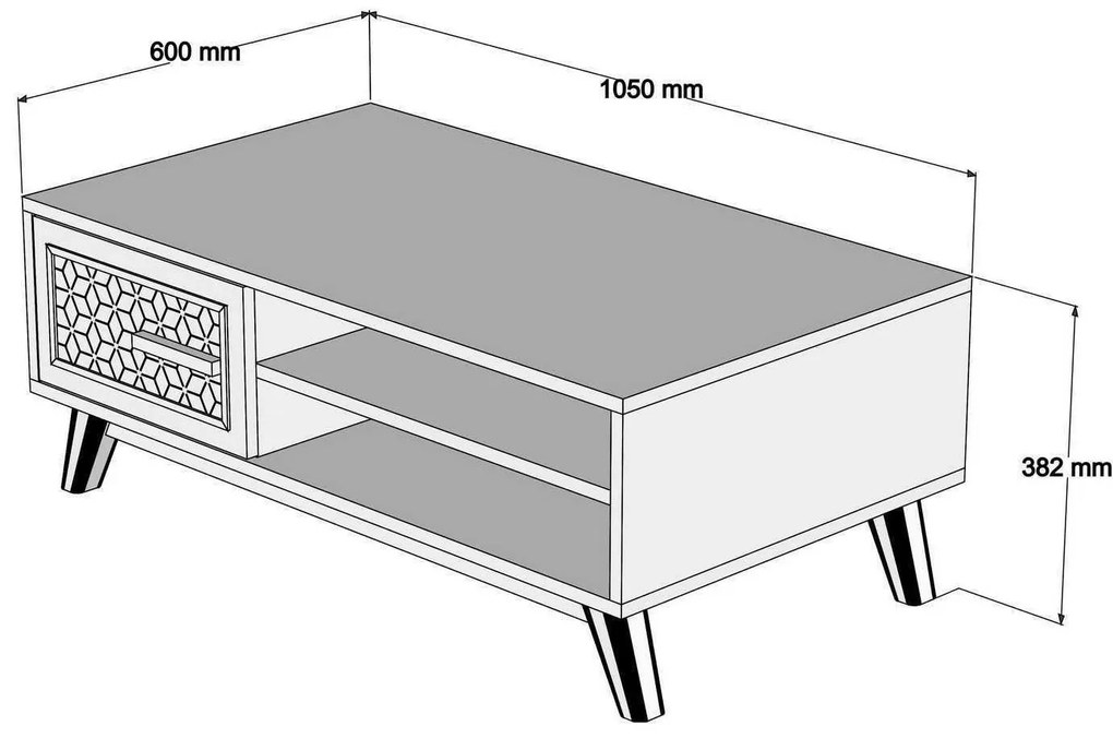 Masă de cafea Aysha (Nuc + Alb). 1089455