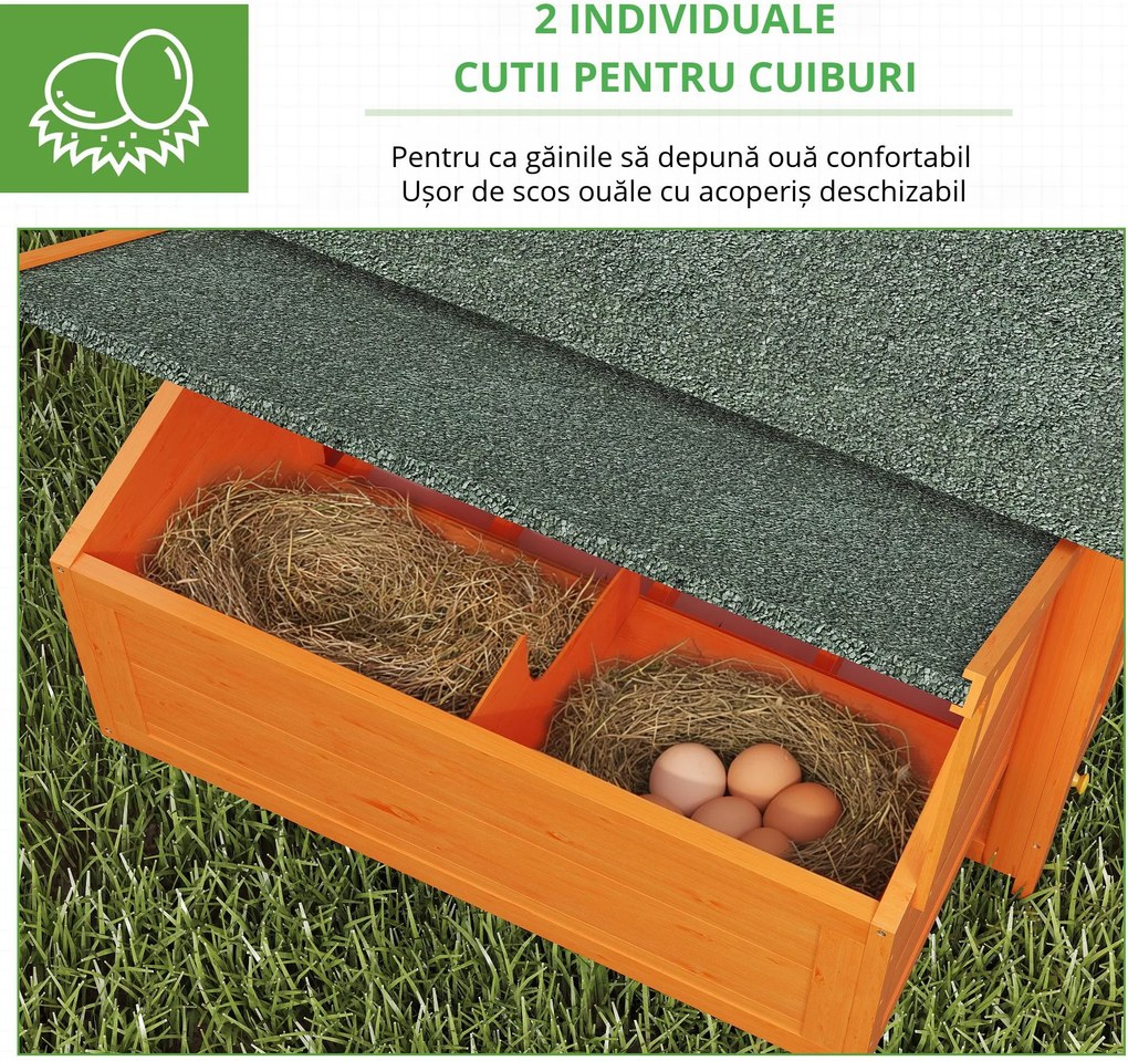 PawHut Coteț pentru Găini de Grădină din lemn de Brad, lemn verde, 160x98.5x107cm | Aosom Romania