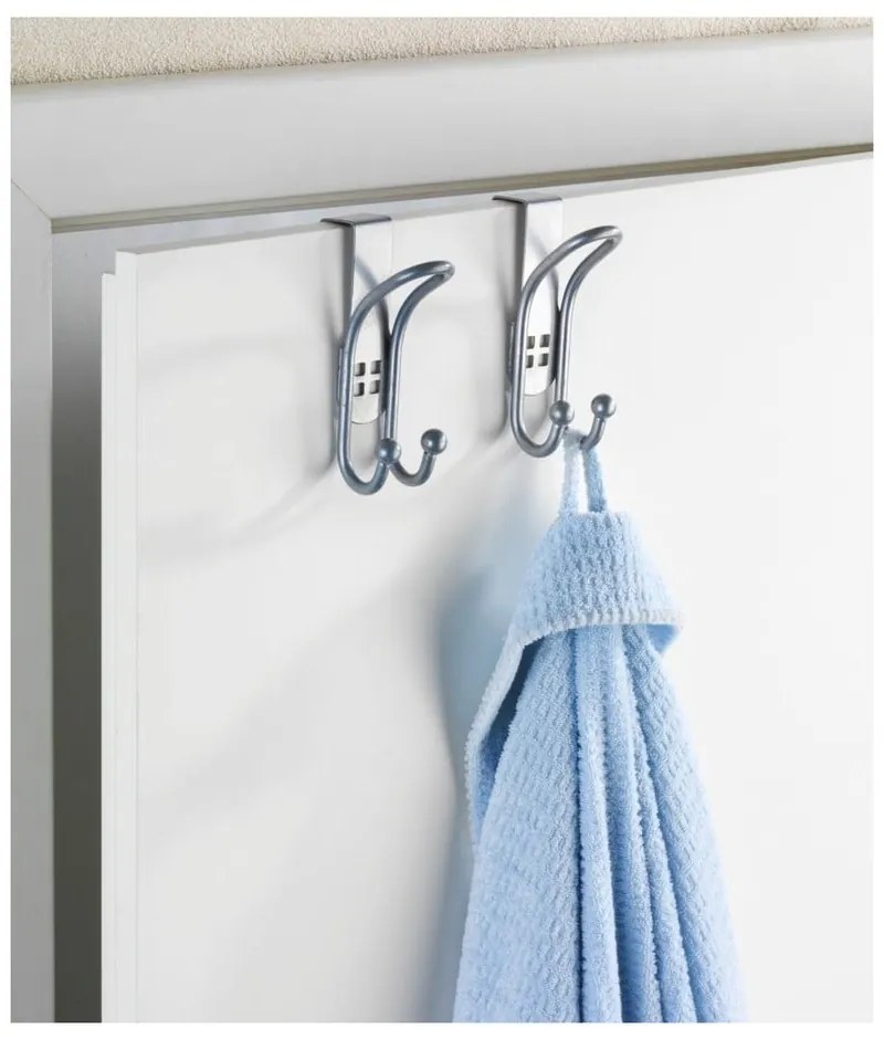 Set 2 cârlige suspendate pentru ușă Wenko Door Hook, argintiu