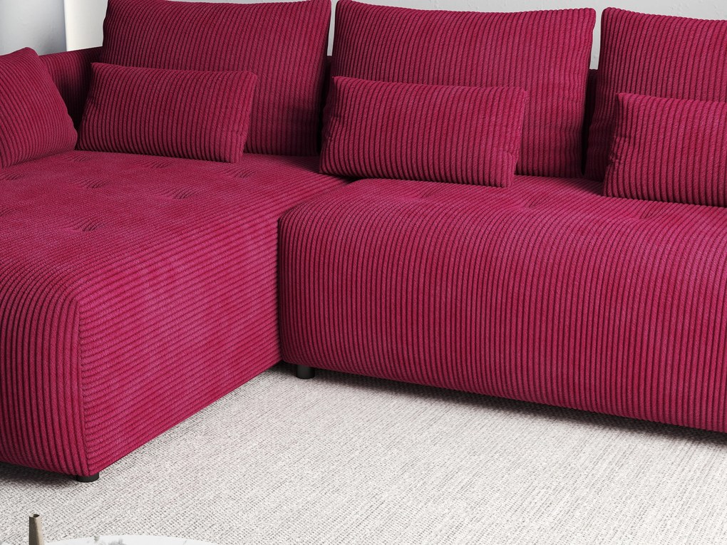 Colțar extensibil dumonde cu ladă de depozitare si sezut confortabil din spuma high-density, Malta Zoom Red 235x185 cm