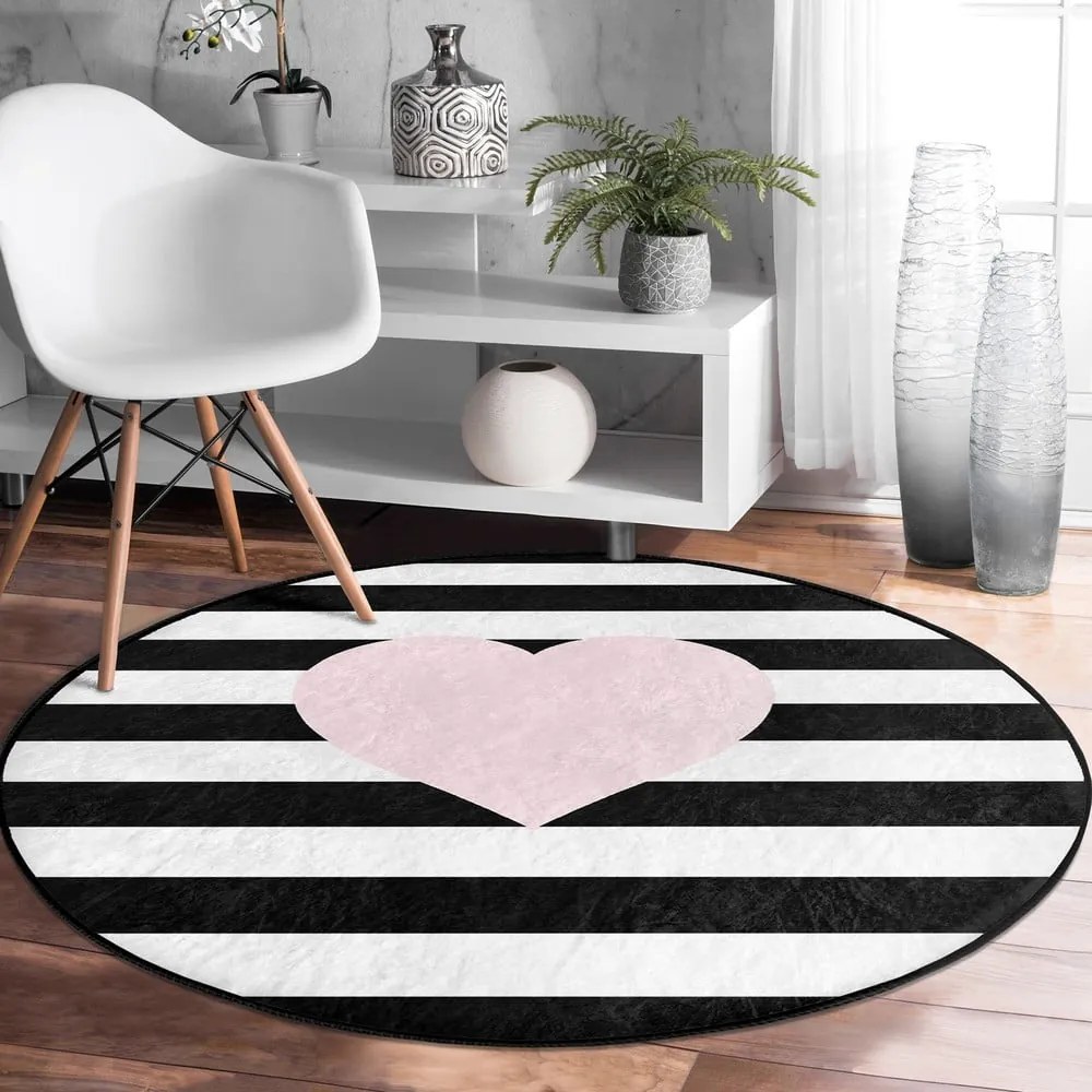 Covor rotund pentru copii negru-alb ø 80 cm Comfort – Mila Home