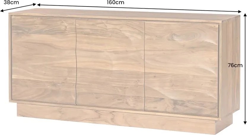 Comoda cu model 3D ondulat, Lemn Salcam Natur DESERT 160cm
