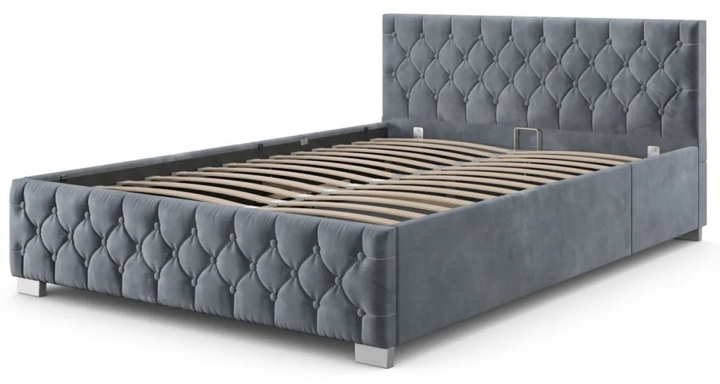 Jusky Pat tapitat Nizza 180x200 - gri inchis