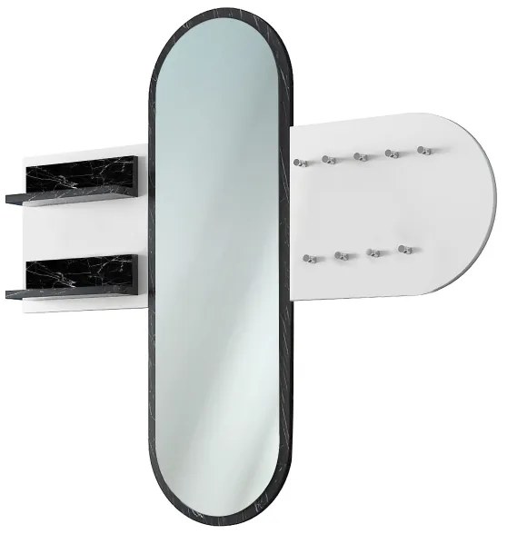 Oglindă de perete RANI 125x120 cm alb/negru