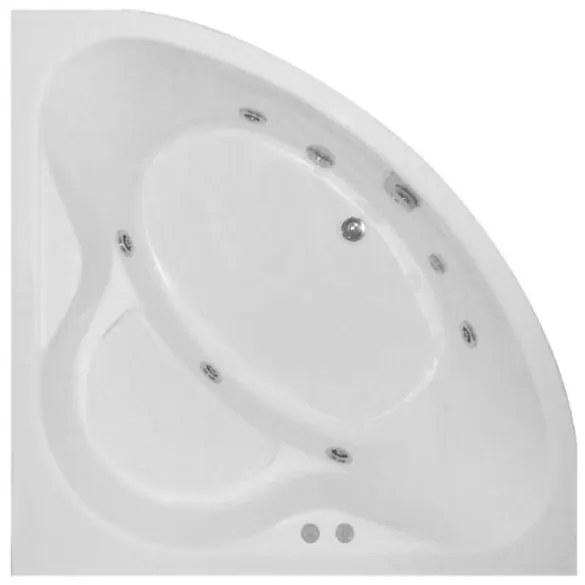 ROMSTAL Cada de baie cu hidromasaj, romstal, alma, simetrica, pe colt, acril, alb, s1, 140x140x62 cm