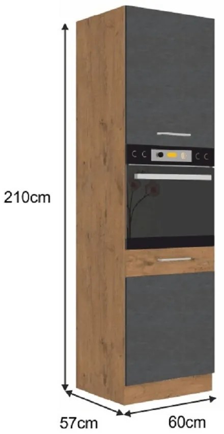 Dulap de bucătărie pentru electrocasnice încorporate 60 DP-210 2F Velaga (gri mat + stejar lancelot). 1015885