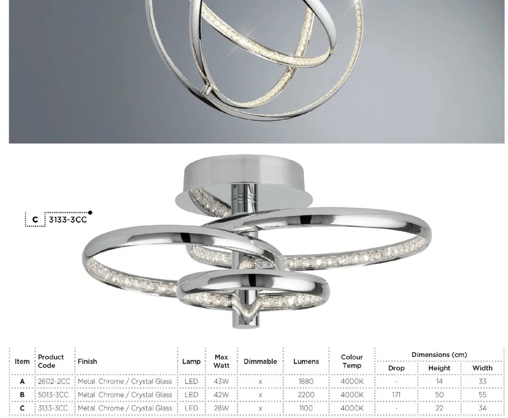 Lustra LED moderna aplicata Rings 28W 3133-3CC SRT