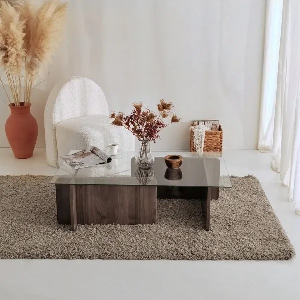 Măsuță de cafea ESCAPE 30x105 cm maro/transparent