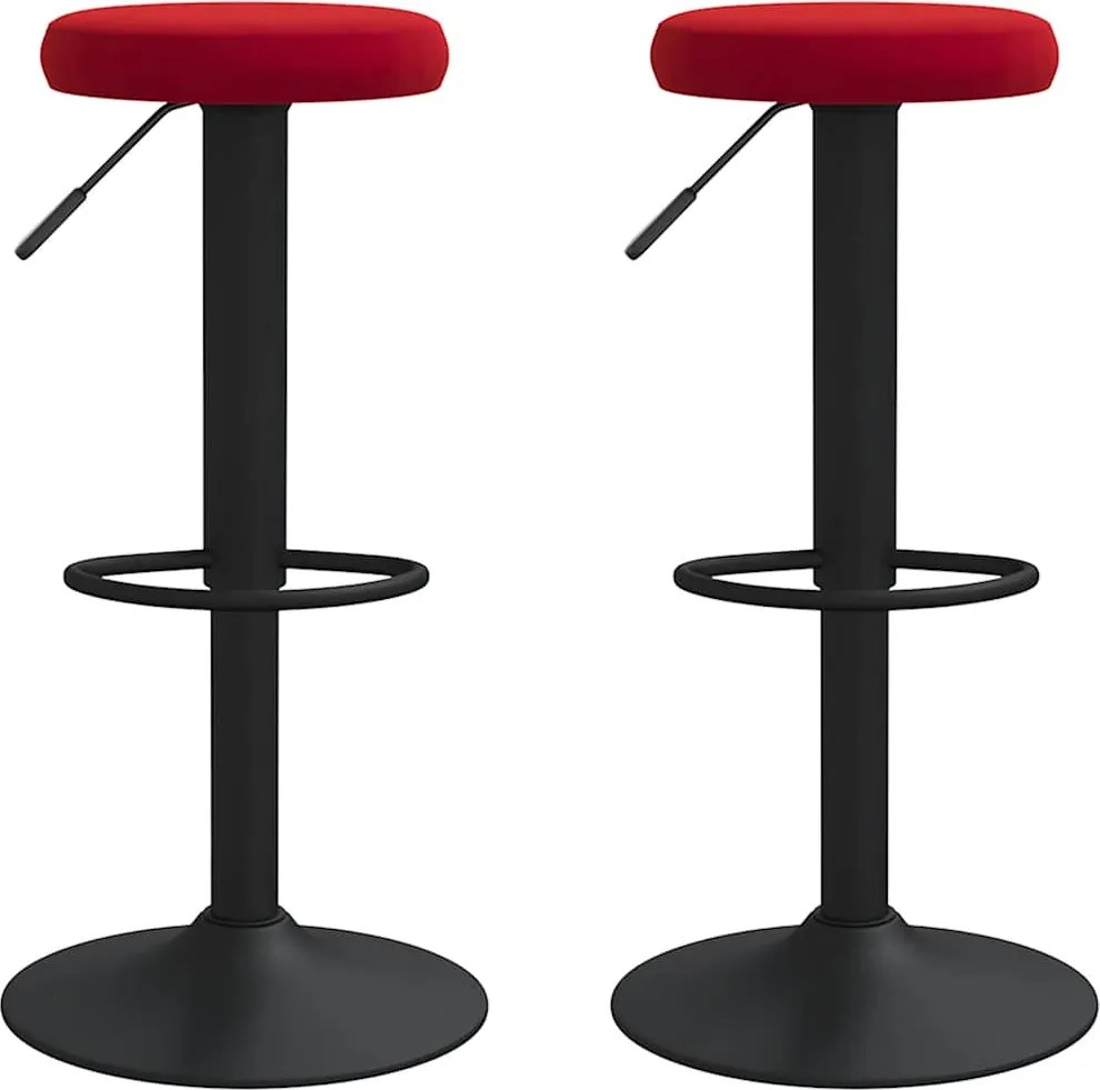 vidaXL Scaune de bar, 2 buc., roșu vin, catifea