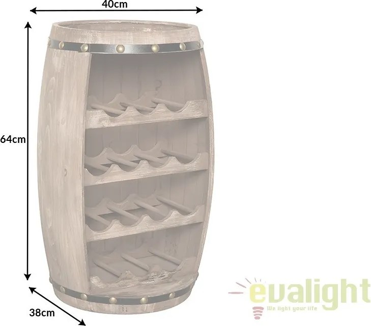 Raft pentru sticle- Bar design colonial Chateau 60cm natur