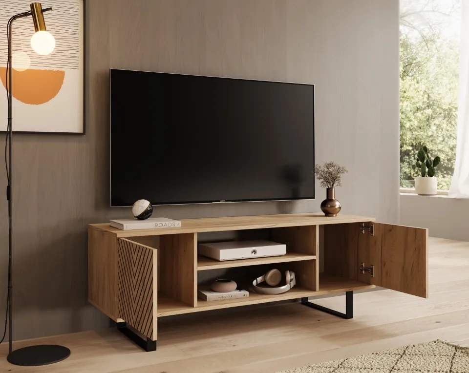 Comodă TV TV Lorello Herringbone cm – 135x40x49 cm – Oak Craft